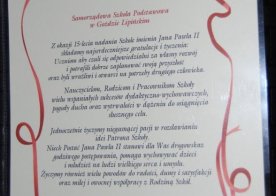 23.10.2012r. XV rocznica nadania imienia Jana Pawła II szkole podstawowej w Goździe Lipińskim