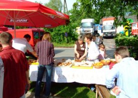 Stoisko do degustacji pieroga biłgorajskiego.