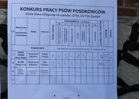 Konkurs pracy psów tropowców i posokowców Wólka Biska 04.06.2016r.